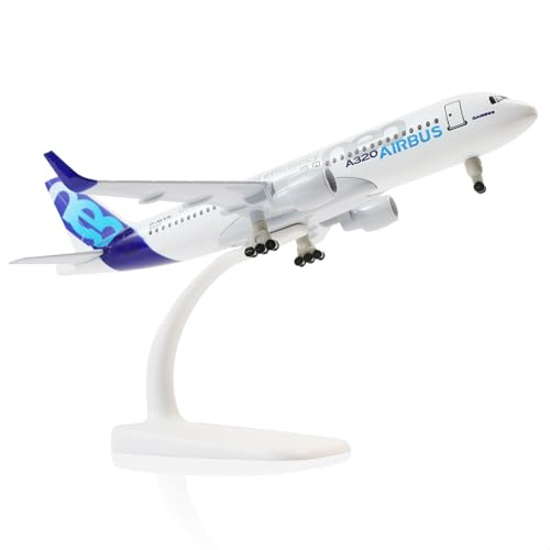 QIYUMOKE 1:200 A320 prototyp flygplansmodell metall med stativ | för Airbus A320, 19 cm lång, samlarmodell, gåva och displaydekoration för flygfartsintresserade