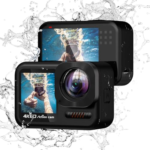 4K60FPS Action Cam con scheda SD da 64G, Fotocamera Subacquea 20M, Videocamera Sportiva con Touchscreen da 48MP, 8X zoom WIFI Videocamera con Telecomando,EIS Telecamera Sott'acqua