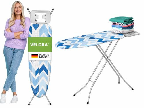 VELORA® Bügelbrett Grau [105 × 30 cm] höhenverstellbar klappbar