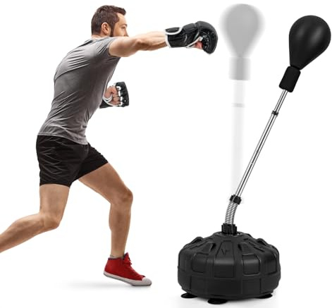 COSTWAY Sac de Frappe sur Pied avec Hauteur Réglable 137-156 cm