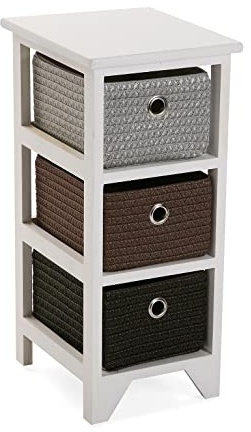 Versa Lingbo Mueble para el Baño Auxiliar, Cajonera con 3 cajones para organizar, Almacenaje Moderno y Divertido, Medidas (Al x L x An) 56 x 30 x 25 cm, Madera y Plástico, Color Blanco