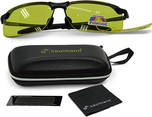 Saulmann® SM6781 Polarisierte Kontrast Fahrbrille mit UV-Schutz gegen Blendung und Antireflexbeschichtung. Blendschutzbrille mit hoher Kontrastverstärkung für scharfes Sehen bei schwierigem Licht ⒼⒺⓁⒷ