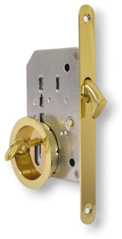 BricoShopping® set MANIGLIE per PORTA interna in legno A SCOMPARSA SCORREVOLE KIT con SERRATURA ad INCASSO GANCIO chiave e nottolino cieca rotonda bocchetta oro (Tondo C/Chiave, Oro)