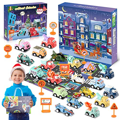Advent Calendar 2025 Kids, Gifts for 2 3 4 5 6 Year Old Kids Toy Cars for 2-8 Year Old Boys Kid Advent Calendar 2025 Christmas Calendar Toys for 2-8 Year Old Kid Toy Advent Calendar 2025