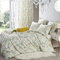 Sedefen Bettwäsche 135x200 cm 4teilig Grün Weiß Blätter Blumen Bettwäsche Set Mädchen Teens Microfaser Einzelbett 2 Bettbezug + 2 Kissenbezug 80x80cm mit Reißverschluss