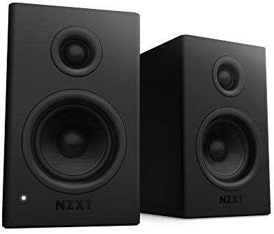 NZXT Relay PC Gaming Desktop Speakers - AP-SPKB2-UK - Bookshelf-Style Design - 80 Watts - High Dynamic Range - Silk Dome Tweeters - Glass Fiber Woofers MDF Construction - Black
