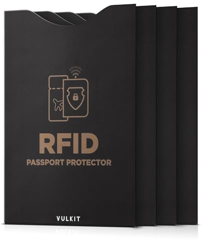 VULKIT RFID Blocking Sleeves 4 Passport Holders, Anti-Theft RFID Blocker Sets Travel Essentials Fits Bags & Purses