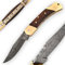 Auerbach Damastmesser Nussbaumholz - Kleines Taschenmesser Klappmesser Zweihandmesser traditionelle Handarbeit Damaststahl handgeschmiedet | Geschenke für Männer