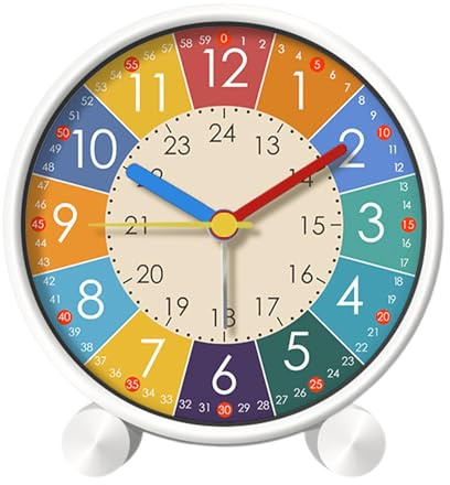 LOVIVER Kids Learning Time Alarm Clock with Color Coded Zones Silent Non Ticking Children Clock Stylish Educational Time Clock for Kids Learning to Tell Time