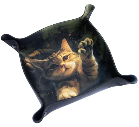 PLAYMATS Plateau à dés - Chat Qui Joue - 22 x 22 cm