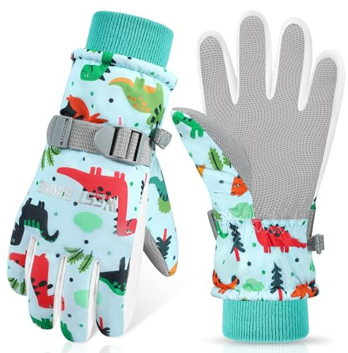 CYCLESPEED Handschuhe Kinder Winddicht Winterhandschuhe Warm Skihandschuhe Wasserdicht Kinder Handschuhe für 4-12 Jahre Mädchen Jungen Fahrradhandschuhe Kinder Outdoor Snowboarding