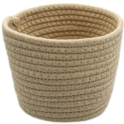 1 pezzi cestini portaoggetti multiuso,cesto portaoggetti in corda di cotone,cestino portaoggetti bagno, resistente,per organizer cosmetici, libri(cachi)