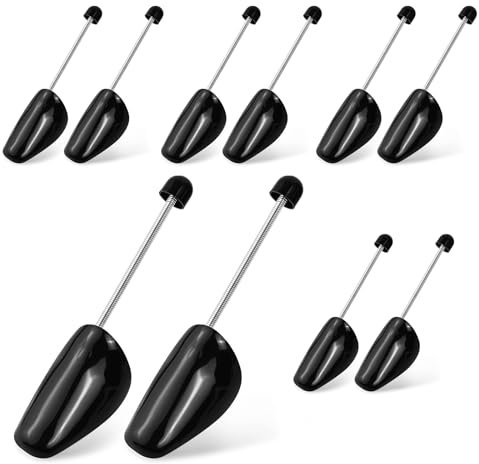 Luxoraiova Set da 5 Paia di Tendiscarpe uomo, Tendiscarpe in Plastica, Regolabile Adulto Scarpa Albero, Forma per Calzature, Forme Scarpe Con Tensione Molla Bobina, Taglia Variabile38-45, Nero
