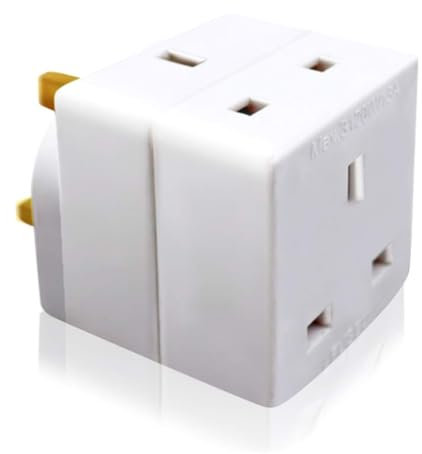 Domira 3 Way Power Adapter | Double Plug Adapters UK | Multi Socket Plugs Extension | Double Plug Socket | 3 Way Plug Adapter | Heavy Duty 13A Fuse