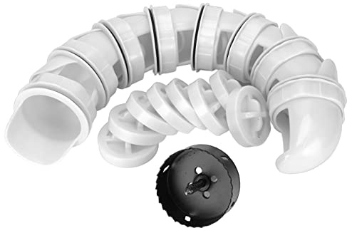 Alimentador Elegante de 8 Puertos y Sierra de Agujeros Kit Alimentación Automática Aves Corral a Prueba Lluvia para Alimentadores Alimentador Alimentación Polvo Elegante y Roja Pato (White)