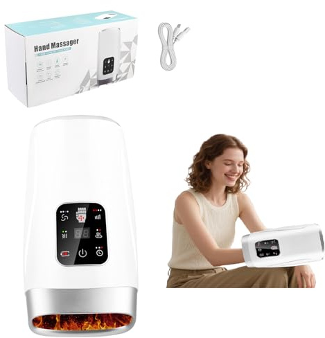 Masajeador de Manos inalámbrico con Calor y Compresión, Masajeador Electrico de Mano para Alivio de Artritis y Síndrome del Túnel Carpiano, Regalo para Mujeres y Hombres