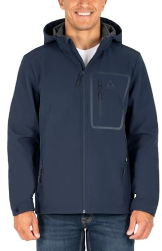 Gerry Men’s Softshell Jacket – Water & Wind Resistant, Adjustable Hood & Cuffs, Heavyweight Outdoor Coat (Blue, X-Large)