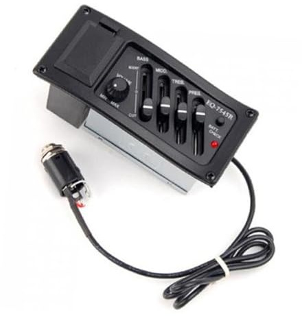 DECORNIJIA Eq Pastilla Piezoeléctrica para Guitarra Acústica con Ecualizador Previo de Bandas y Control de Volumen Indicador de Batería Compatible con Guitarras de Cuerda Bajo Silla Color