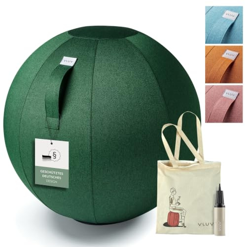 VLUV® BOL New Lev Ergonomic Office Seat Ball, Breathable with Carry Handle and Roll Protection, Washable Fabric Cover, Pregnancy Ball, Gymnastics Ball, Pregnancy Sitting Ball