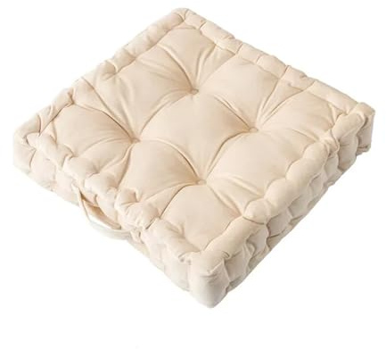 UJEDFHV Meditationskudde meditation golvkudde, stor matta, fyrkantig för vuxna, tjockt yogaliv (beige, 38 x 38 x 8 cm)