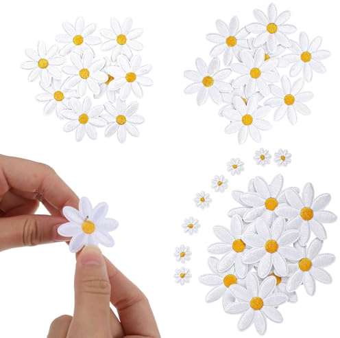 40Pcs Iron On Patches for Clothing, Ymapinc Cute Embroidered Applique Flowers Fabric Sew On Patches, Decorative Iron-On Transfers for Bags Hats Crafts