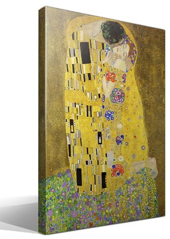 cuadrosfamosos.es | Cuadro | Canvas | Wall Art | El Beso de Gustav Klimt | Impresión Giclée sobre lienzo de algodón 100% | Bastidor de 3cm | 40x55cm