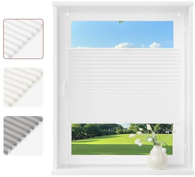 WOLTU Estor Cortina Plisada Enrollable sin Taladrar, 60x100 cm, Blanco