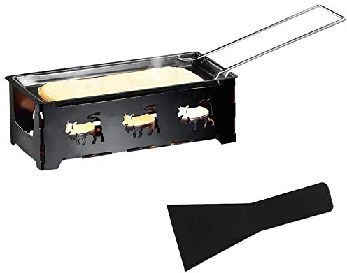 Cheese Raclette, Portable Foldable Non-Stick Cheese Rotaster Baking Tray Candlelight Cheese Melter Pan with Handle Spatula Barbecue Home Kitchen Grilling Tool