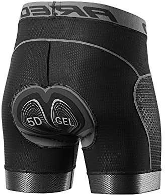 ARSUXEO Cykelshorts för män 5D gel vadderade mountainbike undershorts för män cykelfoder, Grå, S