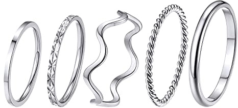 GoldChic Juego de Anillos Nudillos Mujer Anillo Apilables 5 Piezas
