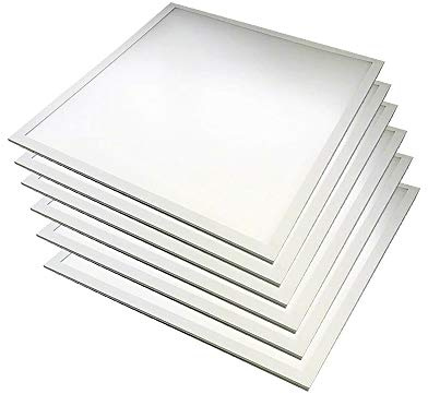 Hometric LED Panel Ceiling Light Square Pure White Tiles 6000K Daylight 600x600 48W 4400 Lumens, Long Life High Power Factor IC Driver(6 Pack)