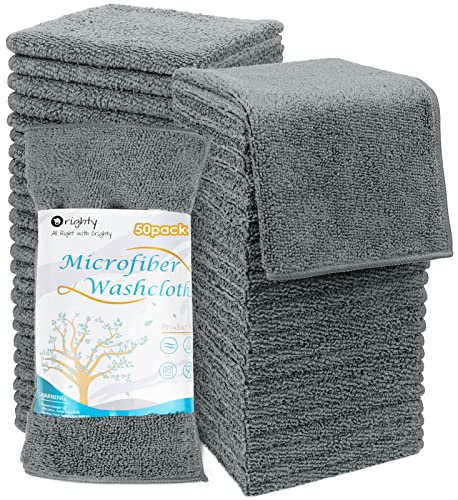 Orighty Mikrofaser-Waschlappen-Handtuch-Set, sehr saugfähig und super weich, Fingerspitzen-Handtücher, Mehrzweck-Waschlappen für Badezimmer, Hotel, Fitnessstudio und SPA, 30,5 x 30,5 cm, Grau