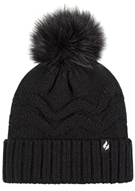 HEAT HOLDERS SOCKSHOP Ladies Cotswolds Turnover Pom Pom Hat Pack of 1 Black One Size