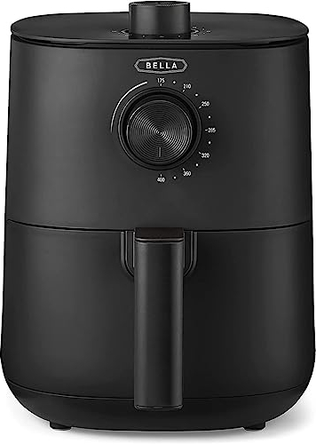 bella Freidora manual de aire caliente de 3 l, para freír sin aceite. Sartén antiadherente apta para lavavajillas y rejilla para freír de fácil limpieza. Color negro mate.