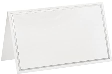 PATIKIL Gratulationskort, 25 st favoritdekor hopfällbara tomma kort för bröllopsfest gör-det-själv bord namn platskort, silverton vit