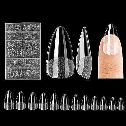 240 Stück Fake Nails Transparent,Nail Tips für Gelnägel,Almond Full Cover Nail Tips,Nails Tips in 12 Größen,Künstliche Nägel Almond Zum Aufkleben Nail Art DIY…