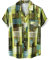 Herren Hawaiihemd Floral Casual Kurzarm Sommerhemden Hawaii Beach Print Hemd für den Urlaub(Green,XL)