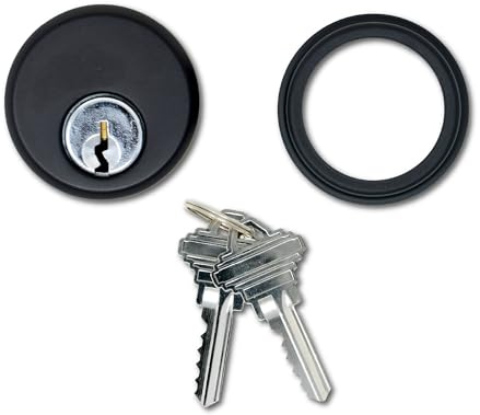 Summit DOORWARE Mortise Cylinders for Adams Rite Commercial Storefront Door Lock | High Grade 4036 Cylinder Lock Replacement with Trim Rings & Keys | Duronotic Finish