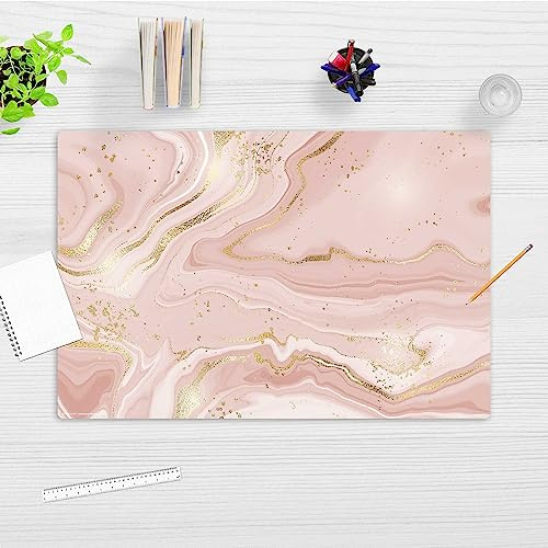 Coveryourdesk www.cover-your-desk.de Skrivbordsunderlägg avtorkningsbart för barn och vuxna - rosa marmor med guldader - 60 x 40 cm - tillverkat av högkvalitativ vinyl - tillverkat i Tyskland