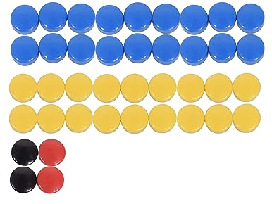 Cawila Juego de 40 imanes de 10 mm para pizarras magnéticas o pizarras blancas, color amarillo y azul, tamaño único