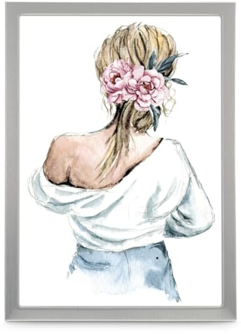 Hama Bilderrahmen 13x18 (Fotorahmen, Portraitrahmen, Hochformat, Querformat, zum Hängen und zum Hinstellen, Samtrückwand, Glasscheibe, Bildformat 13 x 18 cm) silber