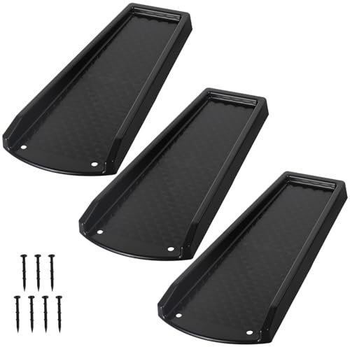 plusgutter Lot de 3 extensions de bec de descente de gouttière pour drainage de l'eau, protections anti-éclaboussures de 61 cm, plateaux de drainage à bec fixe avec clous en polyéthylène (noir)