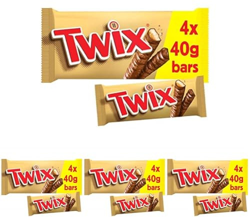 Twix Chocolate Biscuit Bars with Caramel, for Gift Bag,4 Bars of 40g (Pack of 4)