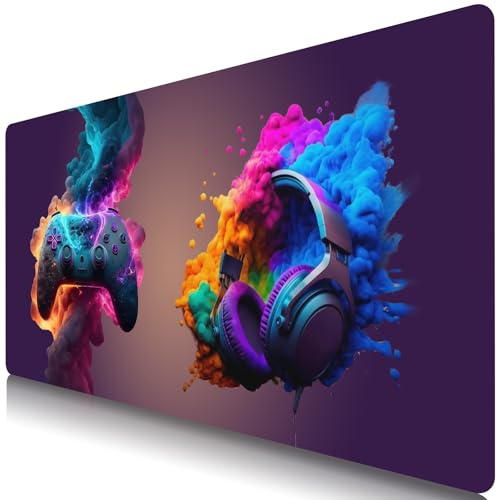 BOLELAW XXXL musmatta 1200 x 600 mm spelmusmatta med sydda kanter halkfri vattentät gummibas målad mönster dekorativ musmatta för PC kontor laptop speldator, spelkonsol