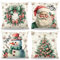 ZJILIXIA 4 Stück Weihnachten Kissenbezüg 40x40 cm,Weihnachtsdeko Kissenbezug,Weihnachten Dekokissen,Leinen Kissenhülle Weihnachten,Weihnachtsdeko Für Wohnzimmer Schlafzimmer Sofa Decorations (Grün)