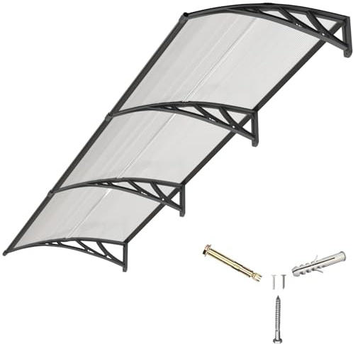 Front Door Canopy Outdoor Awning 300x100cm,Window, Patio or Porch Rain Shelter with ABS Bracket,Polycarbonate Sheet, UV,Snow Protection