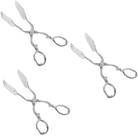 Amosfun 3 Pièces Ustensiles De Cuisine Rétro Pince à Barbecue Pinces à Fruits Pinces à Gâteau Agrafe De Buffet De Nourriture Pincettes De Cuisine Ustensiles De Service Métal Silver