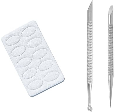 2 Pièces Repousse Cuticules, Dissolvant Cuticules Acier Inoxydable, Outil Professionnel Coupe Cuticules, Bâtonnets Coupe Cuticules, pour Nettoyer Ongles et Ongles des Orteils (Argenté)