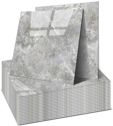 OJTOJT - Piastrelle autoadesive da parete, 22 pezzi, Peel and Stick Tiles 30 x 30 cm, impermeabile e antimacchia, tagliabili, 4 colori, per bagno, cucina, soggiorno (Grigio Arenaria)