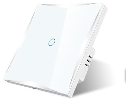 Naigebrol luxury Smart Light Switch for UK, Neutral wire required，Works with Alexa/Google Home Assistant, 2.4GHz Wi-Fi NO HUB，Safety door design，Remote control, Timing and Scene Mode,1Gang White